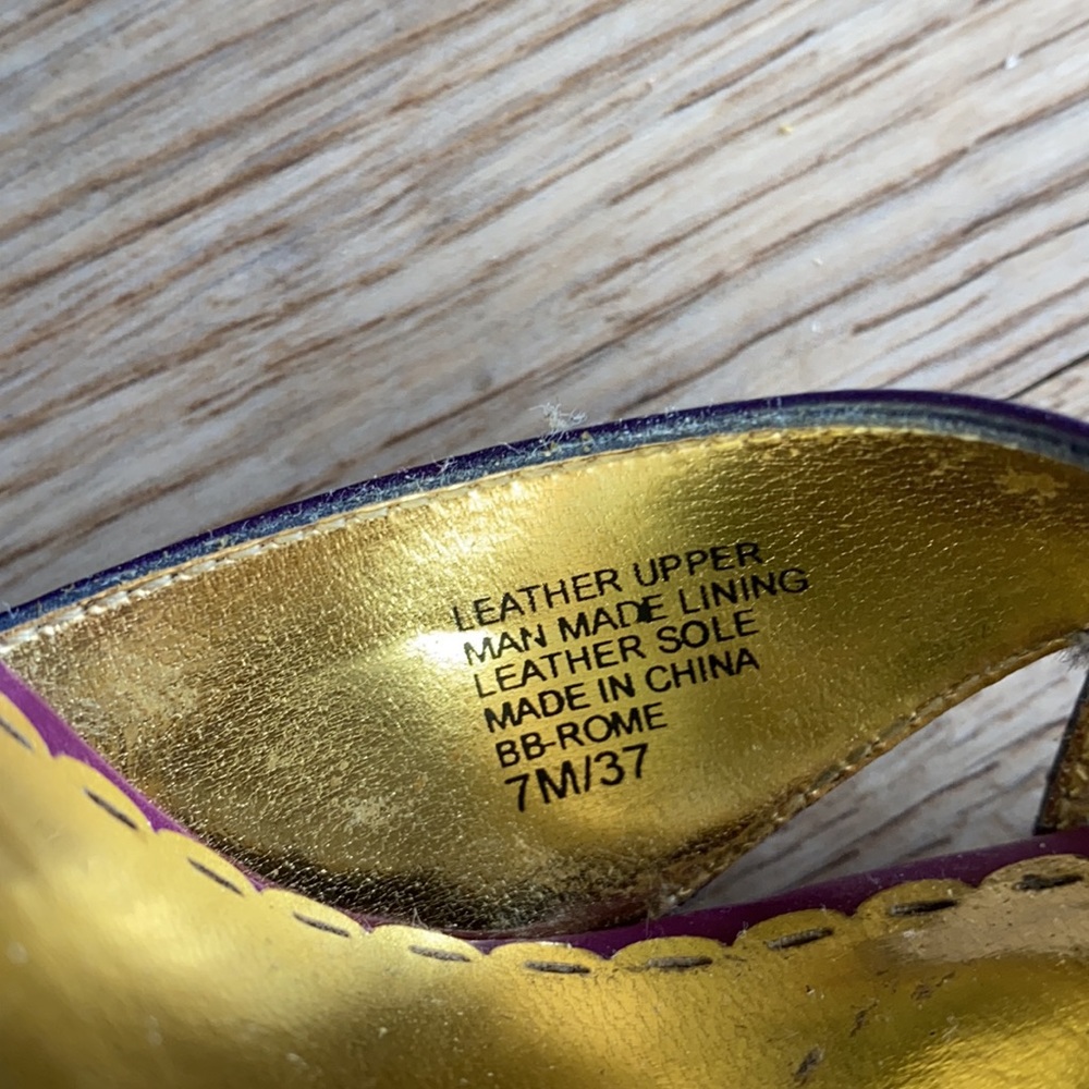 VERY SEXY PURPLE AND GOLD BEBE PLATFORMS - Picture 7 of 11